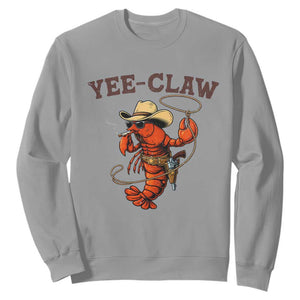 Yee Claw Southern Crawfish Sweatshirt Funny Seafood Party Graphic TS12 Sport Gray Print Your Wear