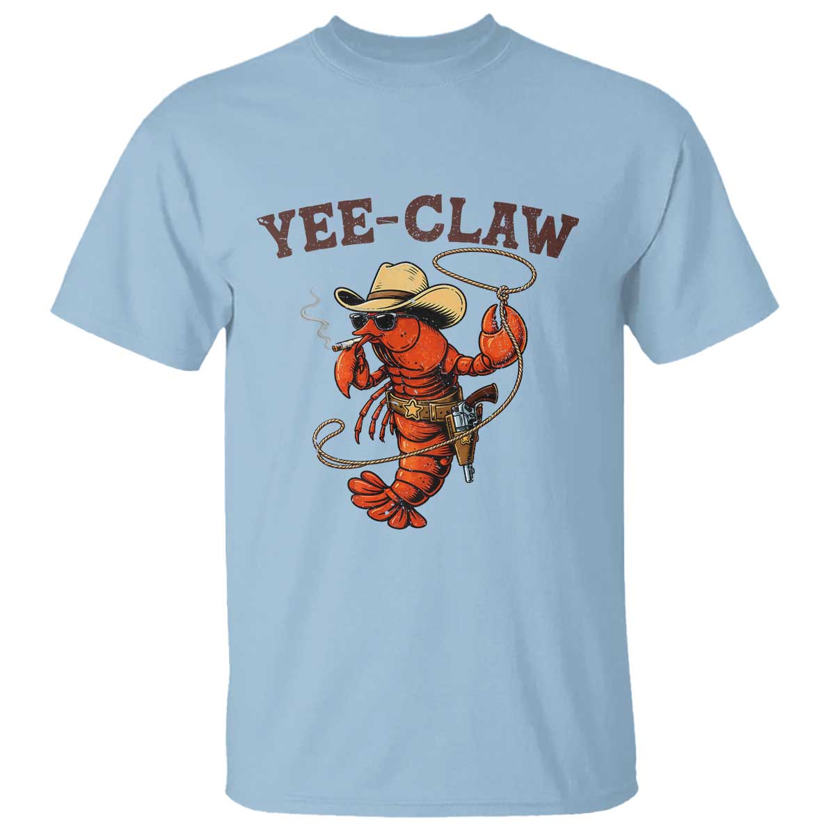 Yee Claw Southern Crawfish T Shirt Funny Seafood Party Graphic TS12 Light Blue Print Your Wear