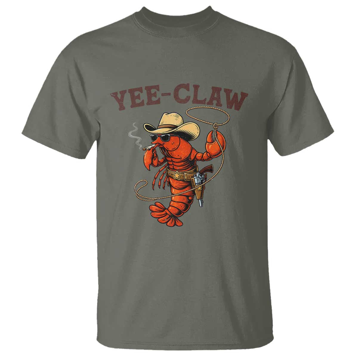 Yee Claw Southern Crawfish T Shirt Funny Seafood Party Graphic TS12 Military Green Print Your Wear