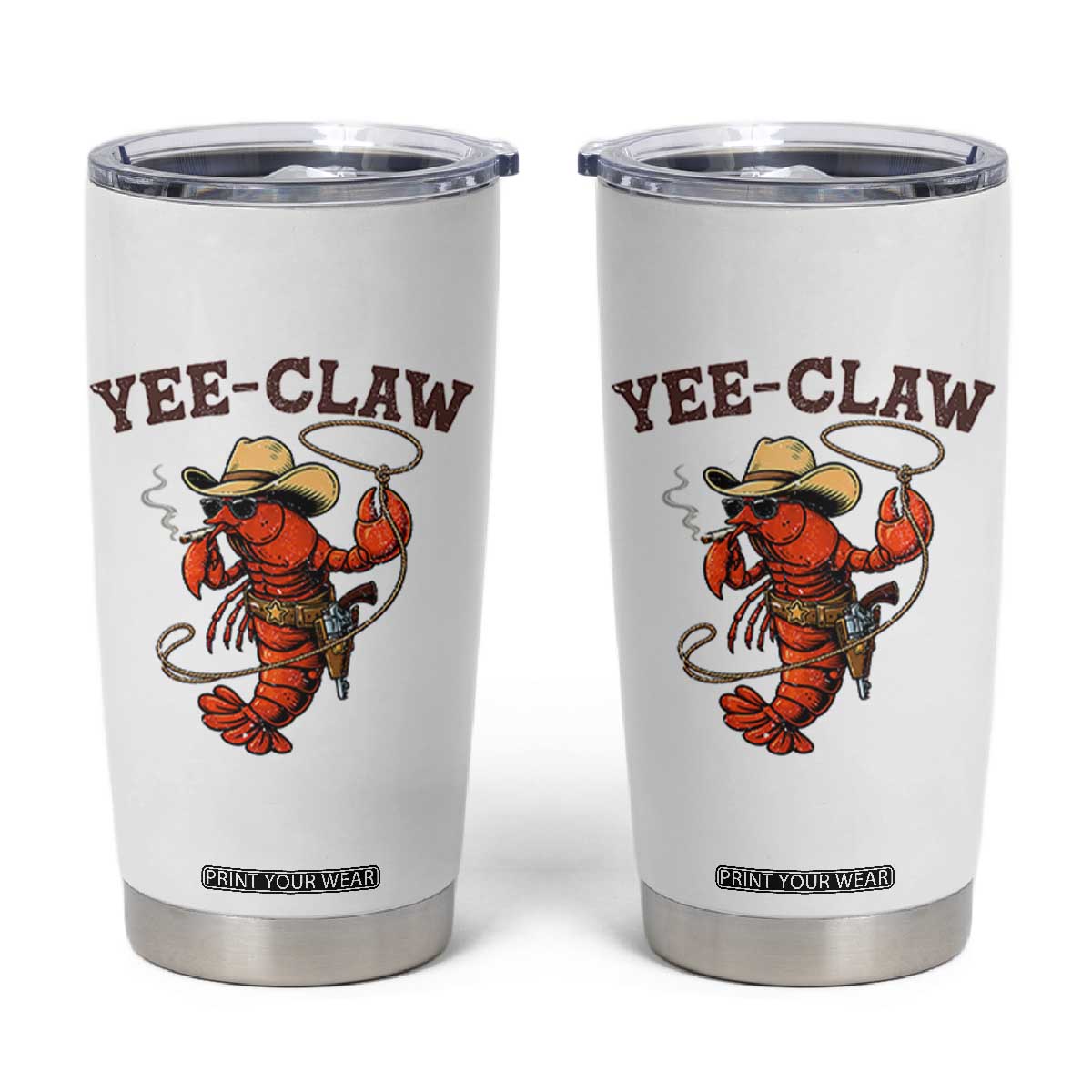 Yee Claw Southern Crawfish Tumbler Cup Funny Seafood Party Graphic TS12 White Print Your Wear