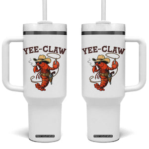 Yee Claw Southern Crawfish Tumbler With Handle Funny Seafood Party Graphic TS12 One Size: 40 oz White Print Your Wear