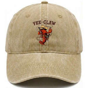 Yee Claw Southern Crawfish Washed Cotton Baseball Cap Funny Seafood Party Graphic TS12 Print Your Wear