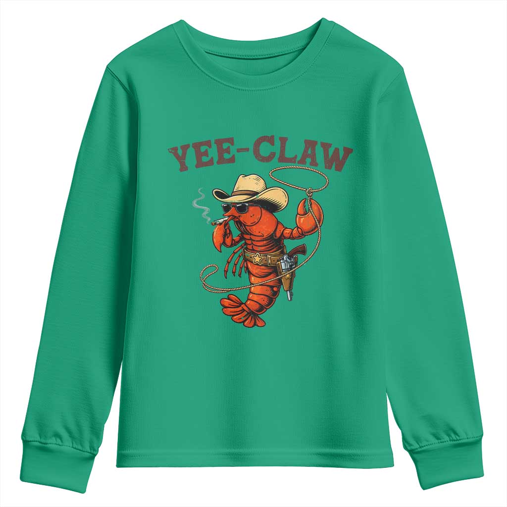 Yee Claw Southern Crawfish Youth Sweatshirt Funny Seafood Party Graphic TS12 Irish Green Print Your Wear