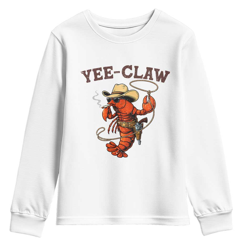 Yee Claw Southern Crawfish Youth Sweatshirt Funny Seafood Party Graphic TS12 White Print Your Wear