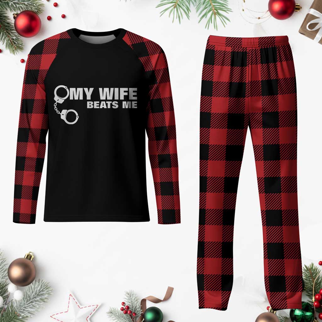 Funny Marriage Joke My Wife Beats Me Plaid Pajama Set Husband Gag Gift TS12 Buffalo Plaid Print Your Wear