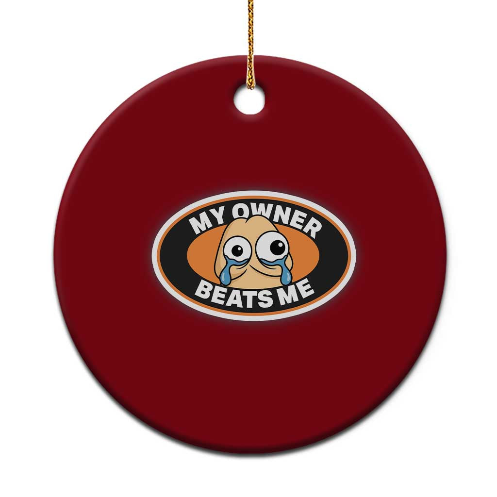 Humorous Dark Humor Ceramic Ornament My Owner Beats Me TS12 1pc Red Print Your Wear