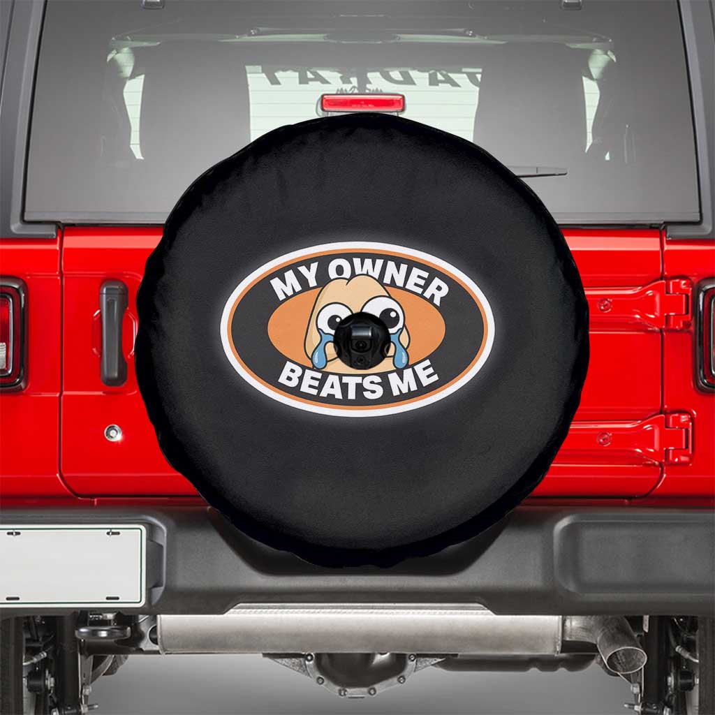 Humorous Dark Humor Spare Tire Cover My Owner Beats Me TS12 Black Print Your Wear