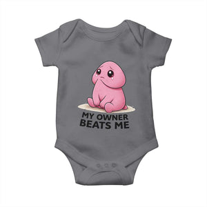 Funny Raunchy Meme My Owner Beats Me Baby Onesie Sarcastic Adult Gag Gift TS12 Charcoal Print Your Wear