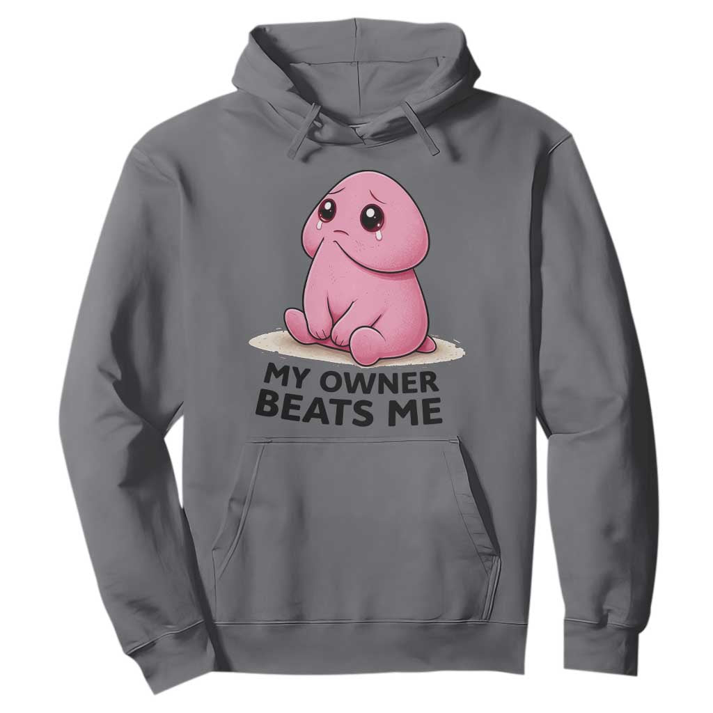 Funny Raunchy Meme My Owner Beats Me Hoodie Sarcastic Adult Gag Gift TS12 Charcoal Print Your Wear