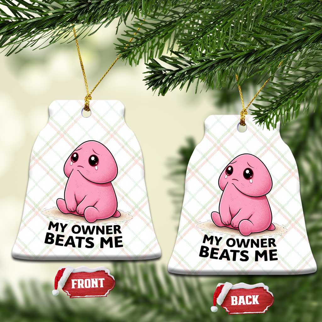 Funny Raunchy Meme My Owner Beats Me Ceramic Ornament Sarcastic Adult Gag Gift TS12 Print Your Wear