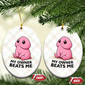 Funny Raunchy Meme My Owner Beats Me Ceramic Ornament Sarcastic Adult Gag Gift TS12 Print Your Wear