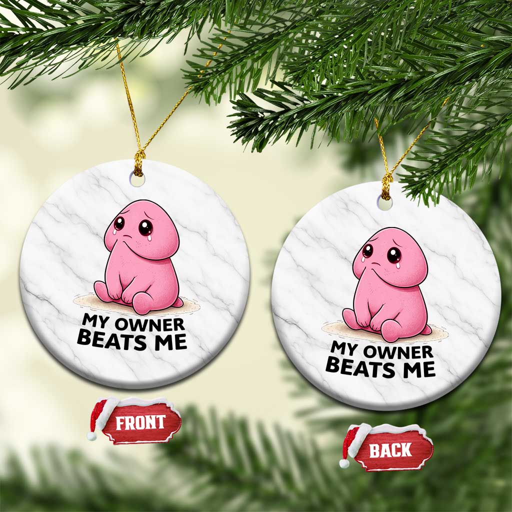 Funny Raunchy Meme My Owner Beats Me Ceramic Ornament Sarcastic Adult Gag Gift TS12 1pc White Marble Print Your Wear