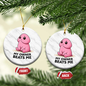 Funny Raunchy Meme My Owner Beats Me Ceramic Ornament Sarcastic Adult Gag Gift TS12 1pc White Marble Print Your Wear