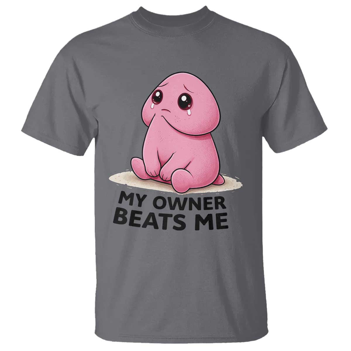 Funny Raunchy Meme My Owner Beats Me T Shirt Sarcastic Adult Gag Gift TS12 Charcoal Print Your Wear