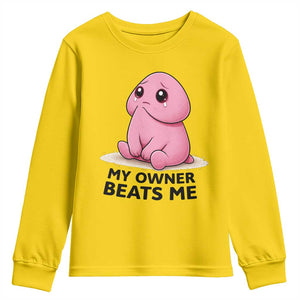 Funny Raunchy Meme My Owner Beats Me Youth Sweatshirt Sarcastic Adult Gag Gift TS12 Daisy Print Your Wear