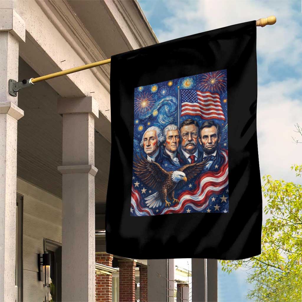 USA Presidents Mount Rushmore Garden Flag Starry Night Inspired Art
