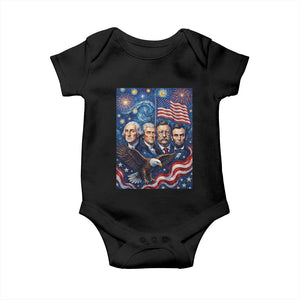 USA Presidents Mount Rushmore Baby Onesie Starry Night Inspired Art