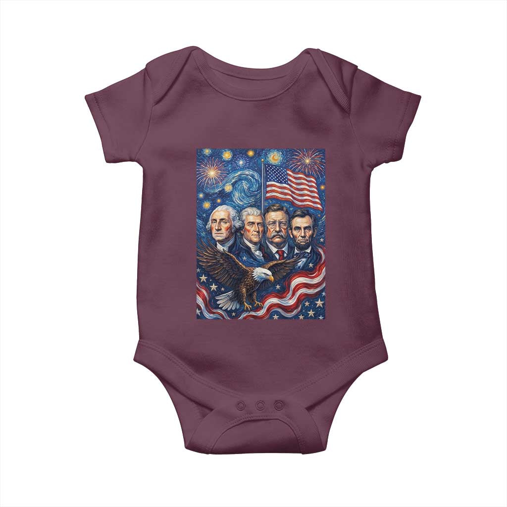 USA Presidents Mount Rushmore Baby Onesie Starry Night Inspired Art