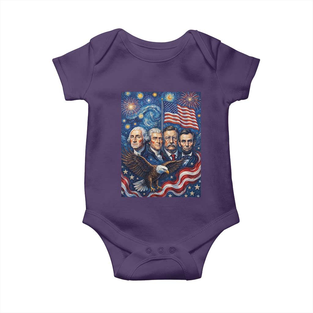 USA Presidents Mount Rushmore Baby Onesie Starry Night Inspired Art