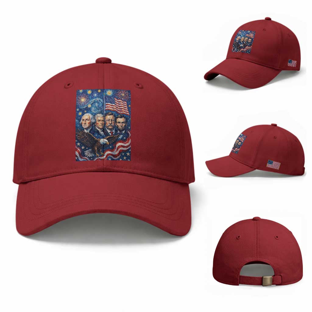 USA Presidents Mount Rushmore Baseball Cap Starry Night Inspired Art