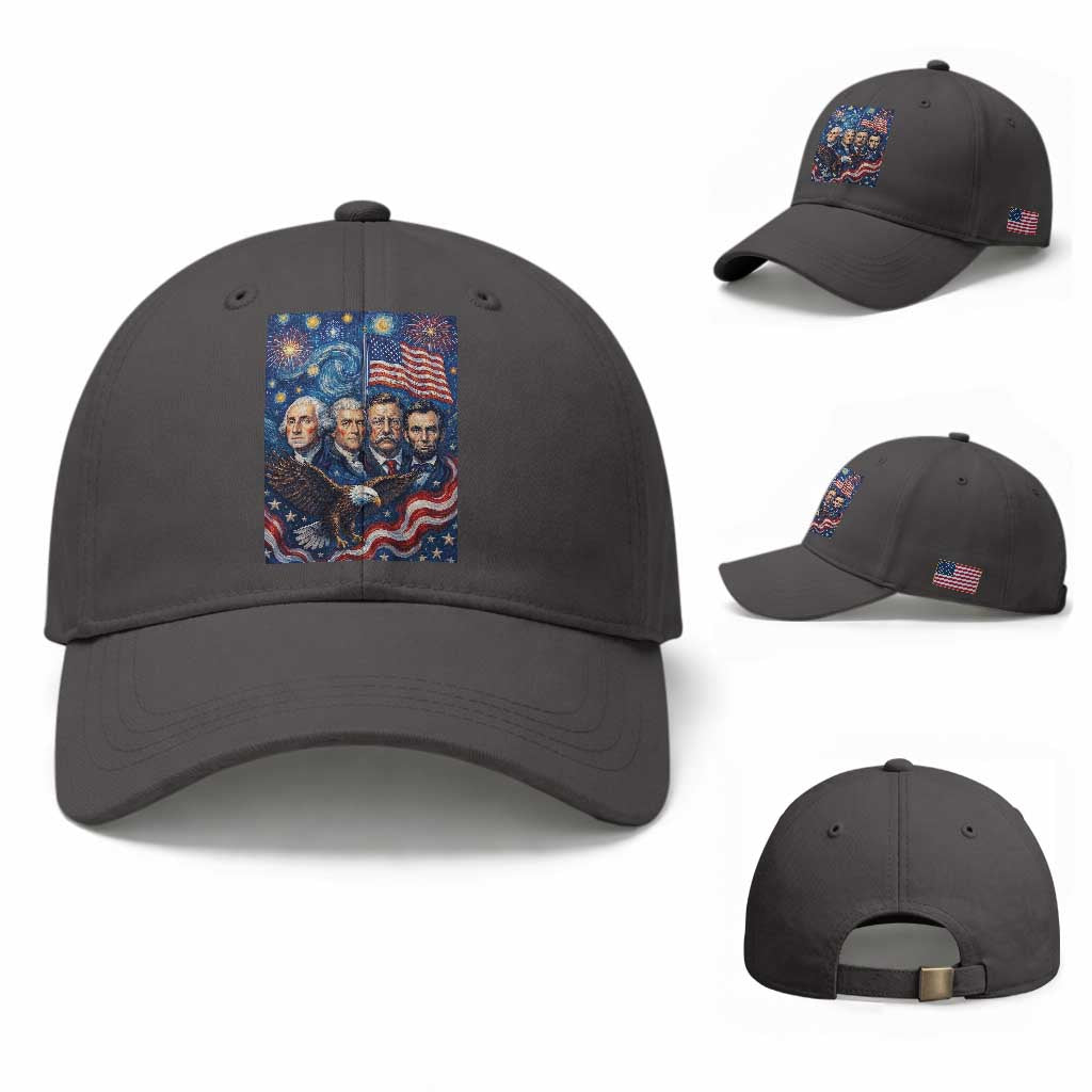 USA Presidents Mount Rushmore Baseball Cap Starry Night Inspired Art