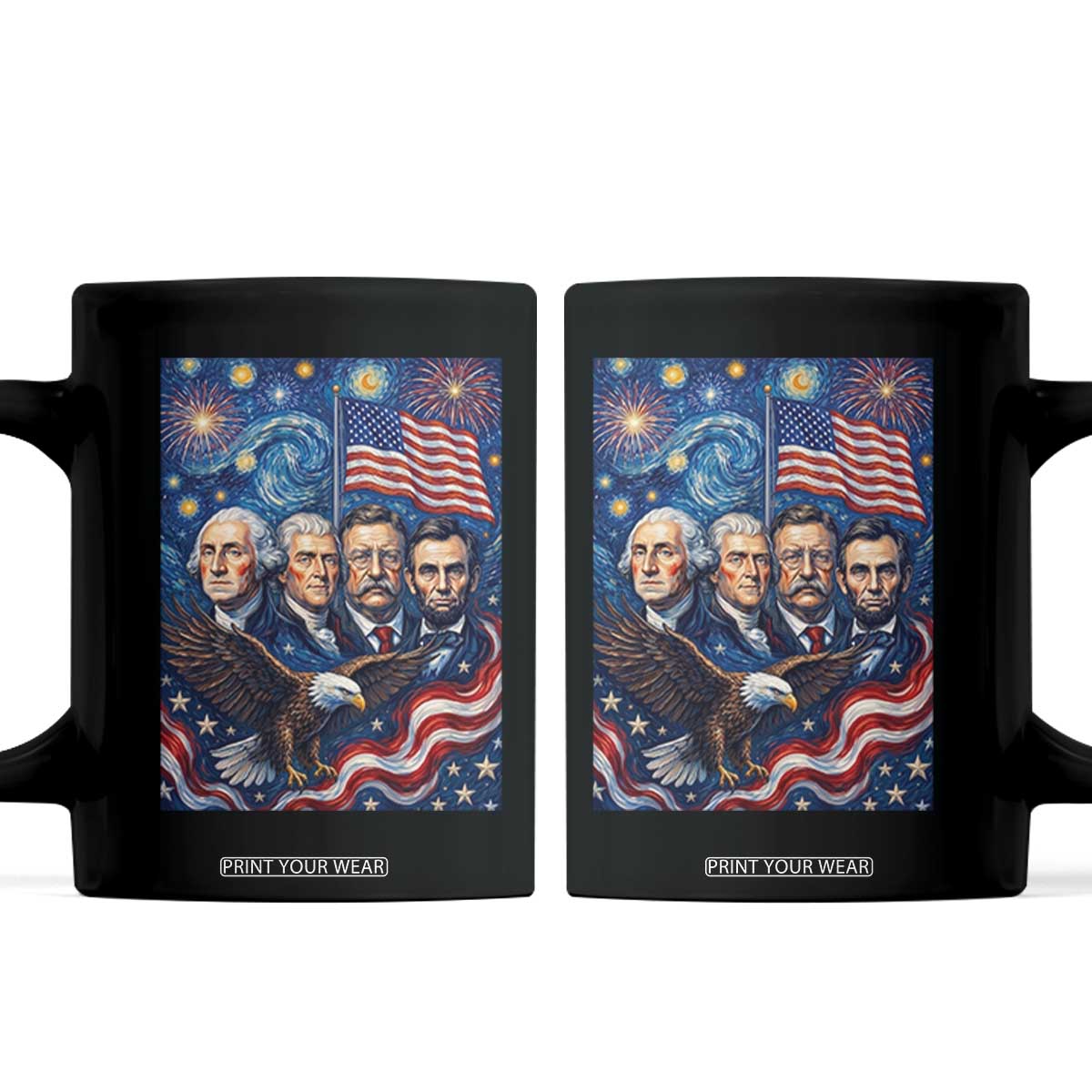 USA Presidents Mount Rushmore Coffee Mug Starry Night Inspired Art