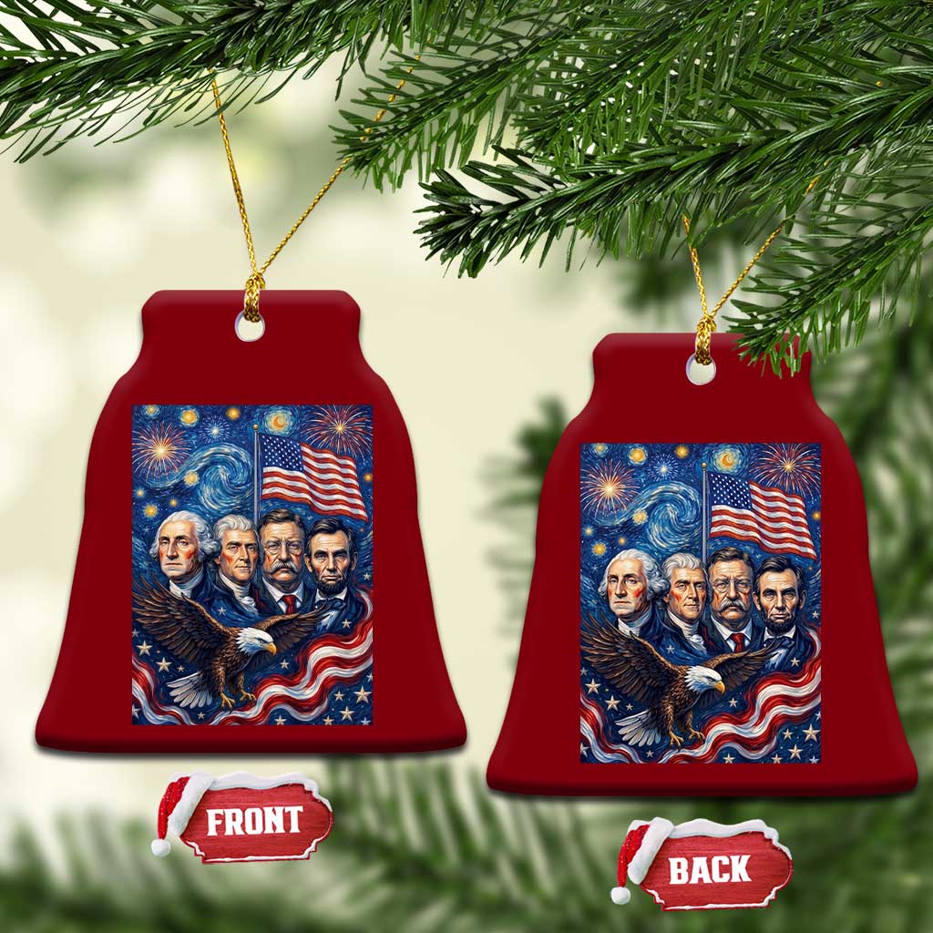 USA Presidents Mount Rushmore Ceramic Ornament Starry Night Inspired Art