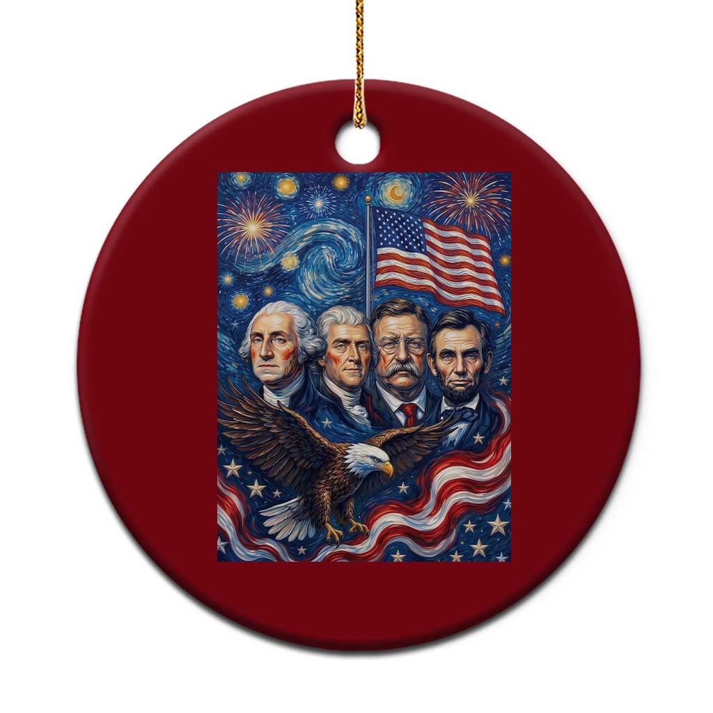 USA Presidents Mount Rushmore Ceramic Ornament Starry Night Inspired Art