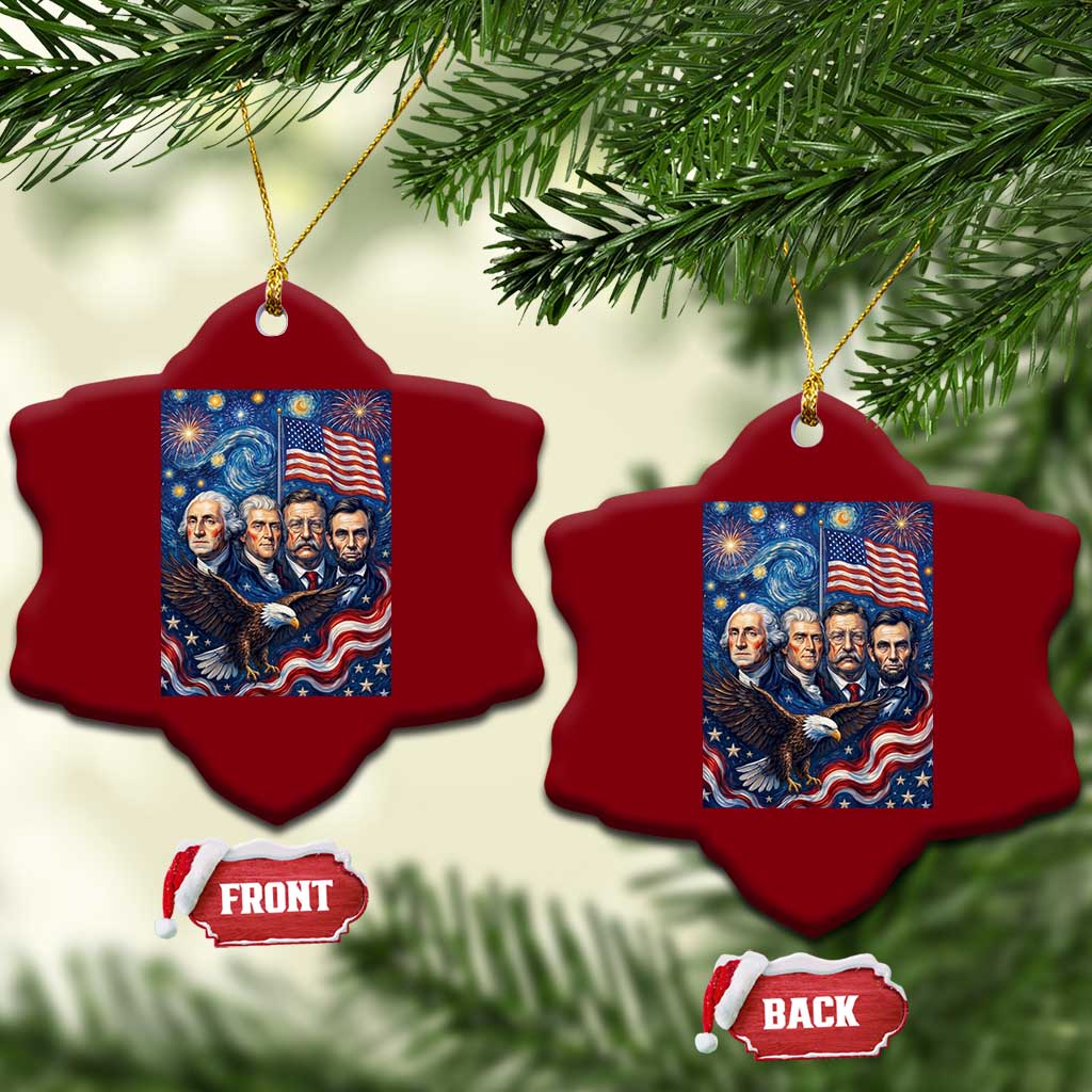 USA Presidents Mount Rushmore Ceramic Ornament Starry Night Inspired Art