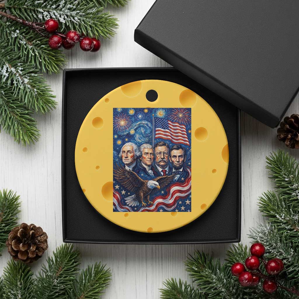 USA Presidents Mount Rushmore Ceramic Ornament Starry Night Inspired Art