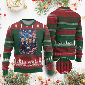 USA Presidents Mount Rushmore Ugly Christmas Sweater Starry Night Inspired Art