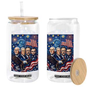 USA Presidents Mount Rushmore Glass Can Starry Night Inspired Art