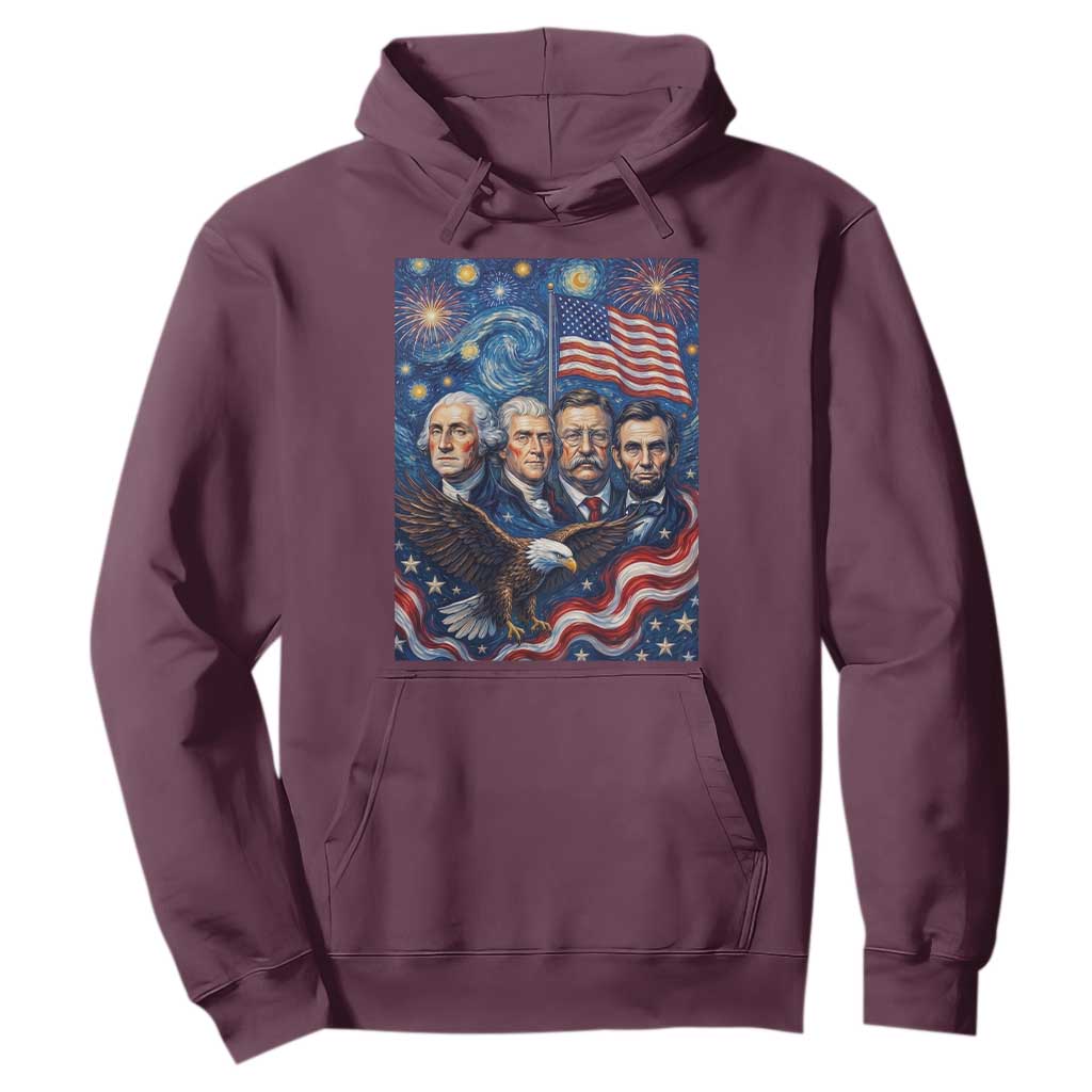 USA Presidents Mount Rushmore Hoodie Starry Night Inspired Art