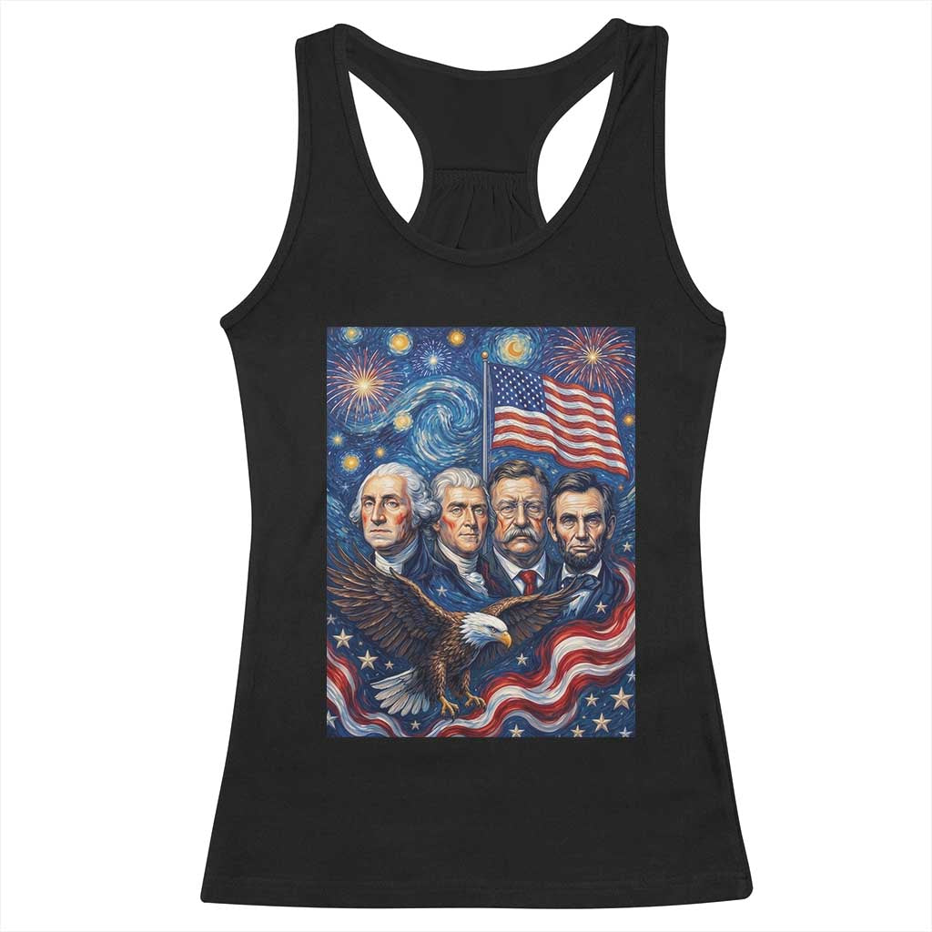 USA Presidents Mount Rushmore Racerback Tank Top Starry Night Inspired Art TS12 Black Print Your Wear