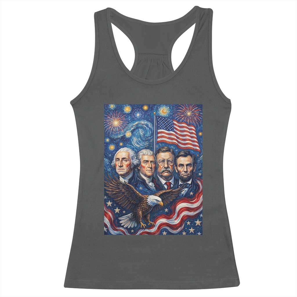 USA Presidents Mount Rushmore Racerback Tank Top Starry Night Inspired Art
