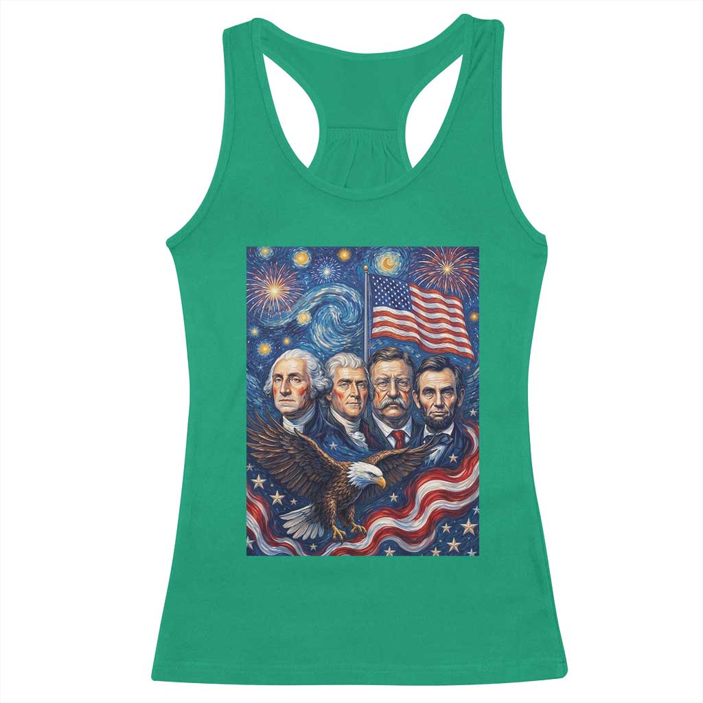 USA Presidents Mount Rushmore Racerback Tank Top Starry Night Inspired Art