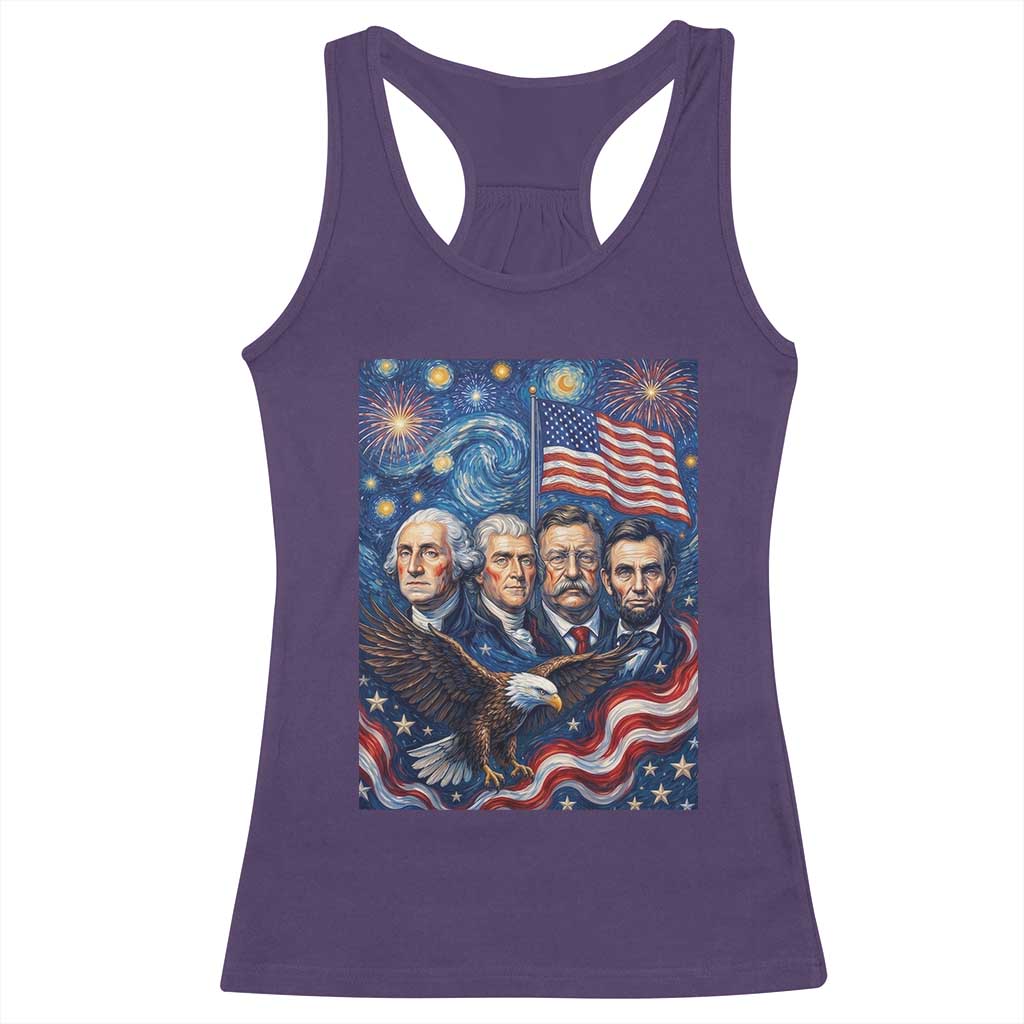 USA Presidents Mount Rushmore Racerback Tank Top Starry Night Inspired Art