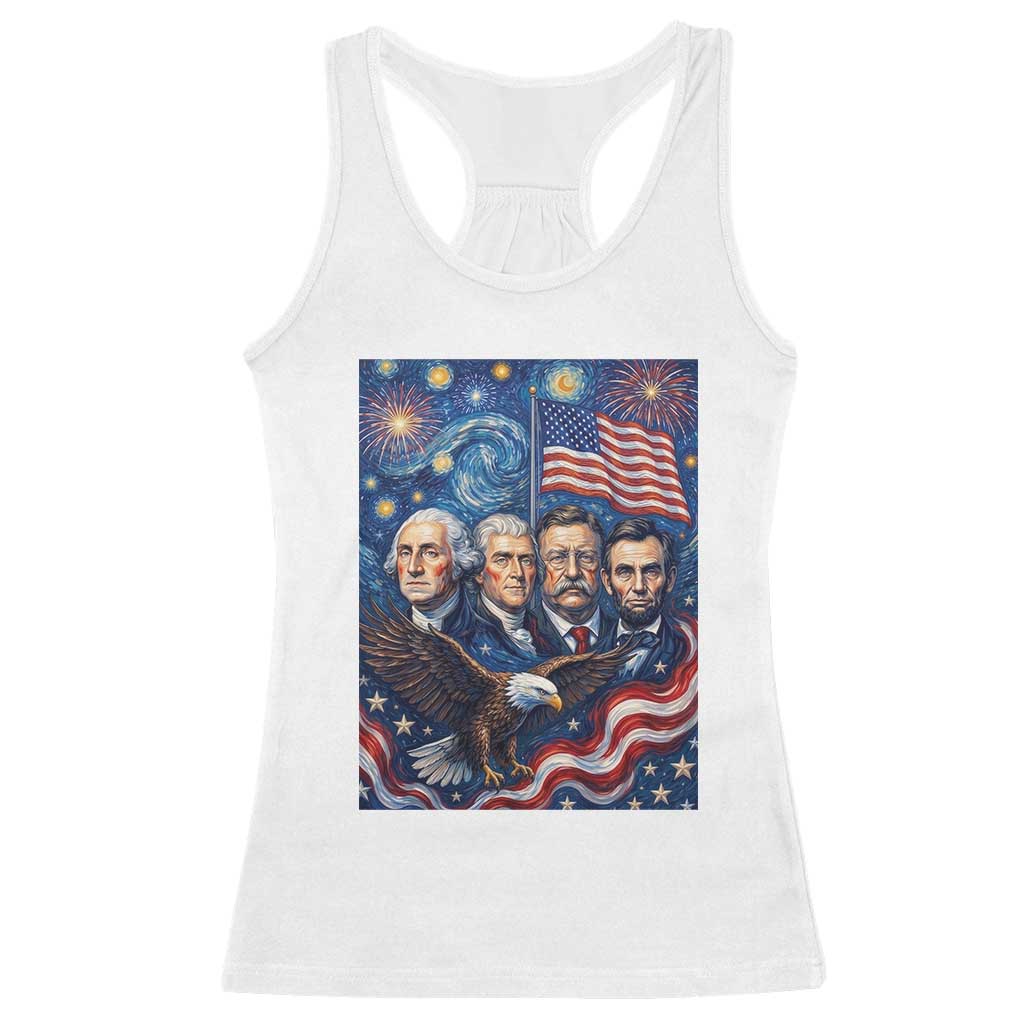 USA Presidents Mount Rushmore Racerback Tank Top Starry Night Inspired Art