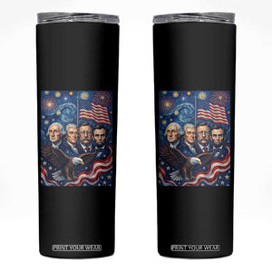 USA Presidents Mount Rushmore Skinny Tumbler Starry Night Inspired Art