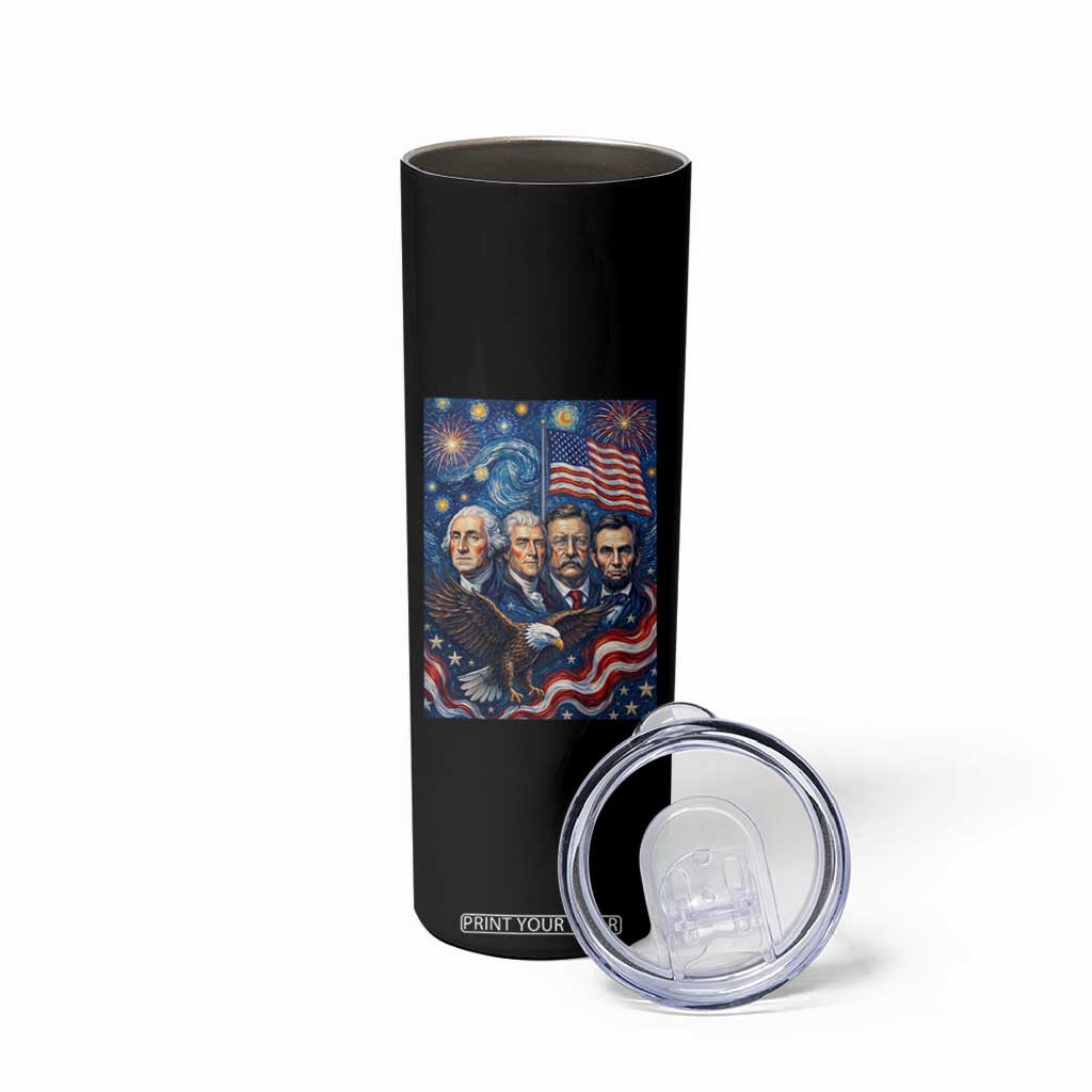 USA Presidents Mount Rushmore Skinny Tumbler Starry Night Inspired Art