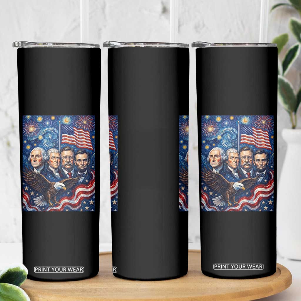 USA Presidents Mount Rushmore Skinny Tumbler Starry Night Inspired Art