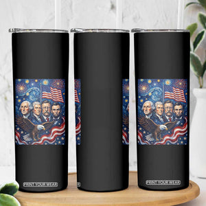 USA Presidents Mount Rushmore Skinny Tumbler Starry Night Inspired Art