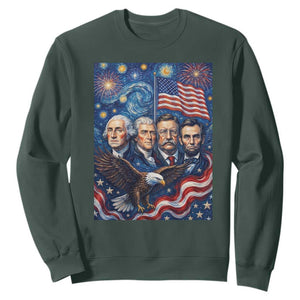 USA Presidents Mount Rushmore Sweatshirt Starry Night Inspired Art
