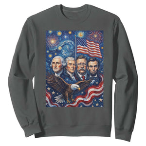 USA Presidents Mount Rushmore Sweatshirt Starry Night Inspired Art