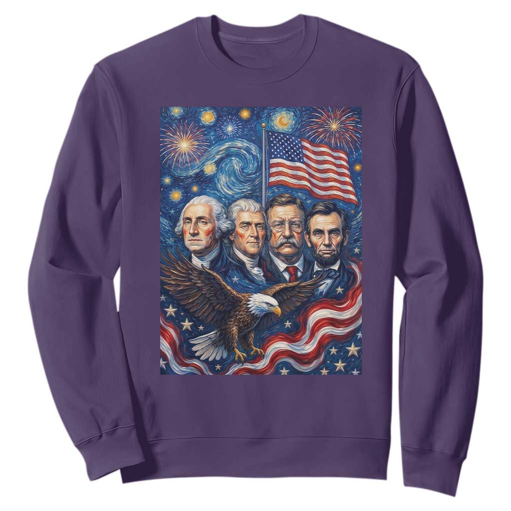USA Presidents Mount Rushmore Sweatshirt Starry Night Inspired Art