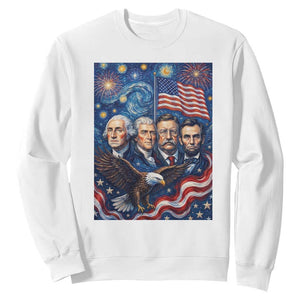 USA Presidents Mount Rushmore Sweatshirt Starry Night Inspired Art