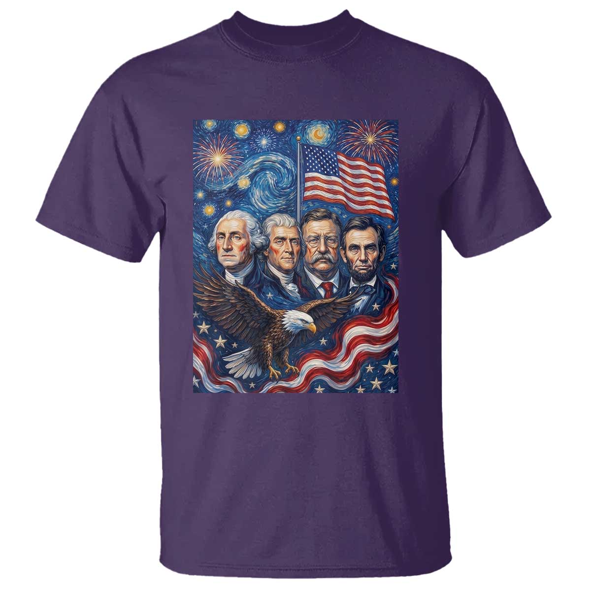 USA Presidents Mount Rushmore T Shirt Starry Night Inspired Art