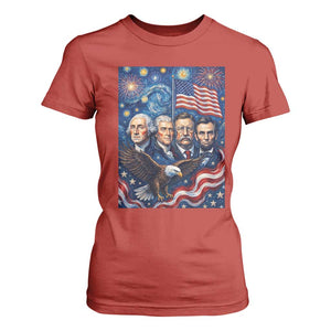 USA Presidents Mount Rushmore T Shirt For Women Starry Night Inspired Art
