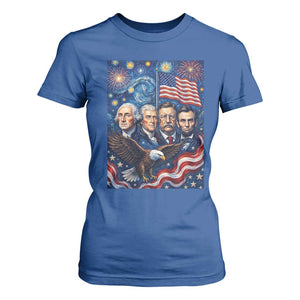 USA Presidents Mount Rushmore T Shirt For Women Starry Night Inspired Art