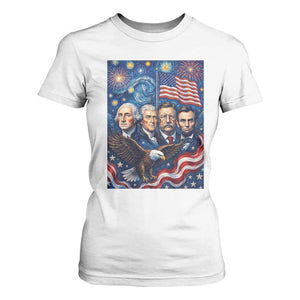 USA Presidents Mount Rushmore T Shirt For Women Starry Night Inspired Art